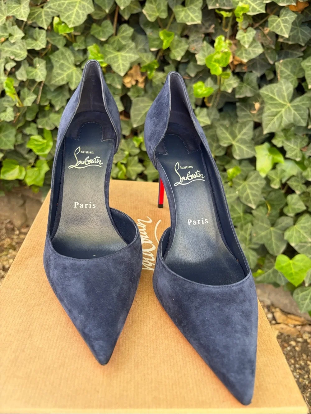 Christian Louboutin Blue Suede D'Orsay Iriza Pointed-Toe Pump Size EU 40 - Picture 7 of 13